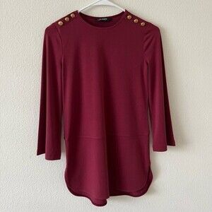 LRL Lauren Ralph Lauren Women’s Size XXS Maroon Bell Sleeves  Flowy Tunic Top